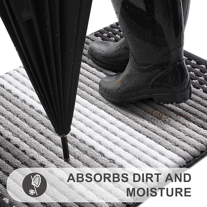 Kitinjoy Indoor Outdoor Door Mat, 59x24 Non-Slip Absorbent Dirt Trapper - Image 2