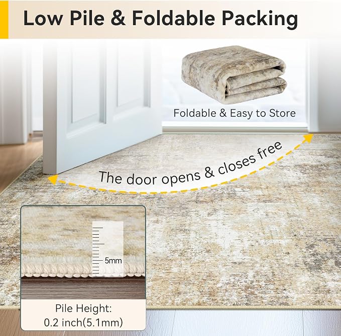 RELEANY Washable Area Rugs 6'x8' Non-Slip Modern Abstract Soft - Image 6