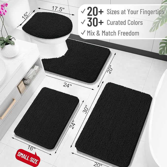 OLANLY Bathroom Rugs 32x20, Extra Soft Absorbent Chenille Bath Rugs, Rubber - Image 2