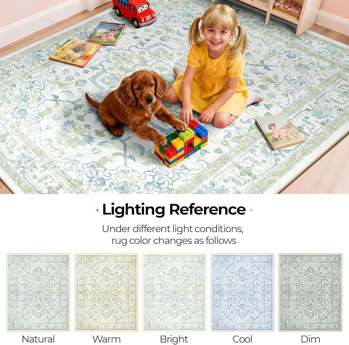 CAPALOCA Machine Washable Rugs Nursery Rug 5x8 Cute Girl Non Slip Low Pile - Image 8