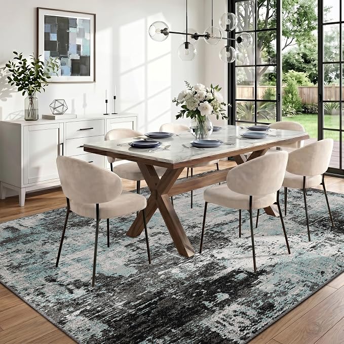 RELEANY Washable Area Rugs 6'x9' Non-Slip Modern Abstract Soft - Image 3