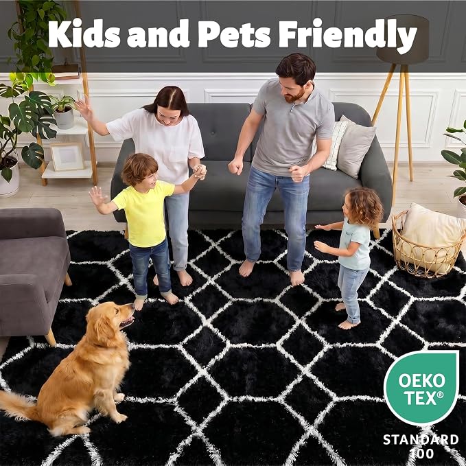 ONASAR Large Area Rugs for Living Room, 7x10 Black and White Rug, Boho Thick - Image 3