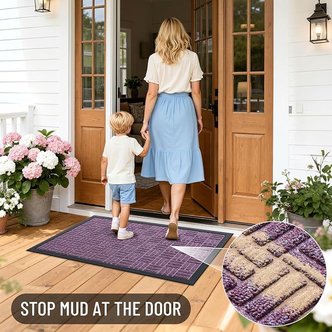 OLANLY Front Door Mat Outside Entrance 59x34, Heavy Duty Sturdy Natural Rubber - Image 6