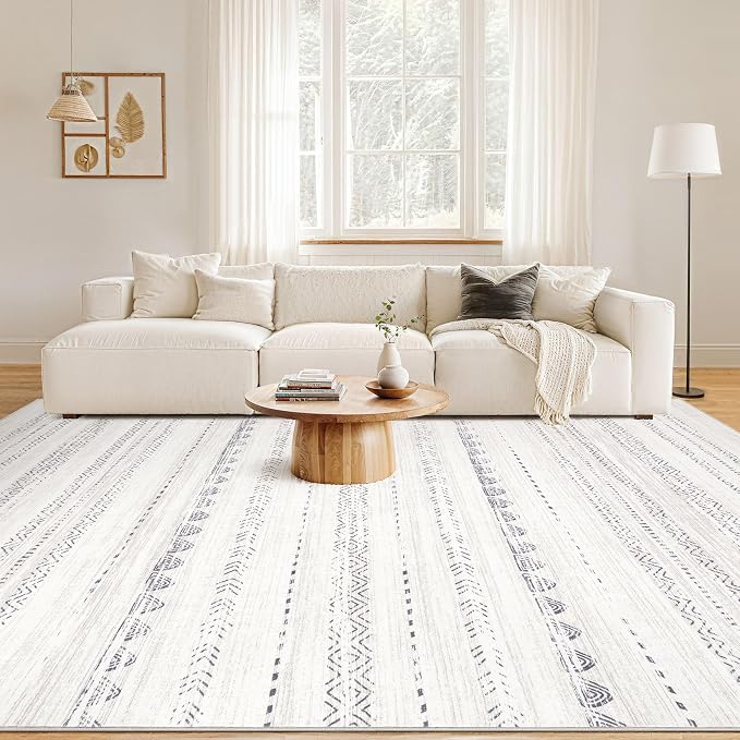 Nakagishi 10x12 Area Rug Living Room: Washable Boho Large Neutral Soft - Image 4