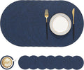 Round Faux Leather Placemat and Coaster 8 Packs, Washable Heat Resistant Dining by homing
