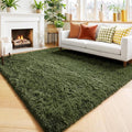 Amdrebio Olive Green Rugs for Bedroom Living Room, Fluffy Shaggy Modern Area by Amdrebio