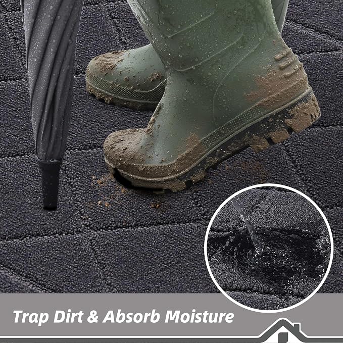BEQHAUSE Dirt Trapper Door Mat 24" x 36", Doormat Non-Slip Entryway Rugs - Image 3