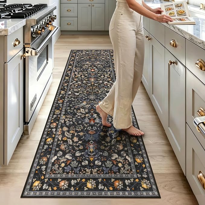 HEBE Washable Hallway Runner Rug 2'x 6' Non Slip Kitchen Rugs Runner, Low Pile - Image 9