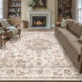 8x10 Washable Neutral Area Rug Brown Vintage Living Room Bedroom Carpet by WondRg