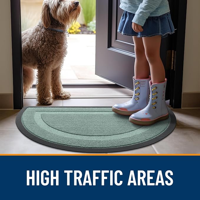 OLANLY Half Circle Door Mat Indoor Outdoor Entrance Welcome, Waterproof - Image 7