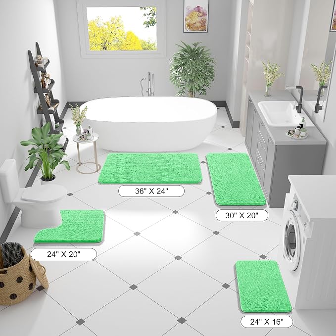 OLANLY Bathroom Rugs 36x24, Extra Soft Absorbent Chenille Bath Rugs, Rubber - Image 2