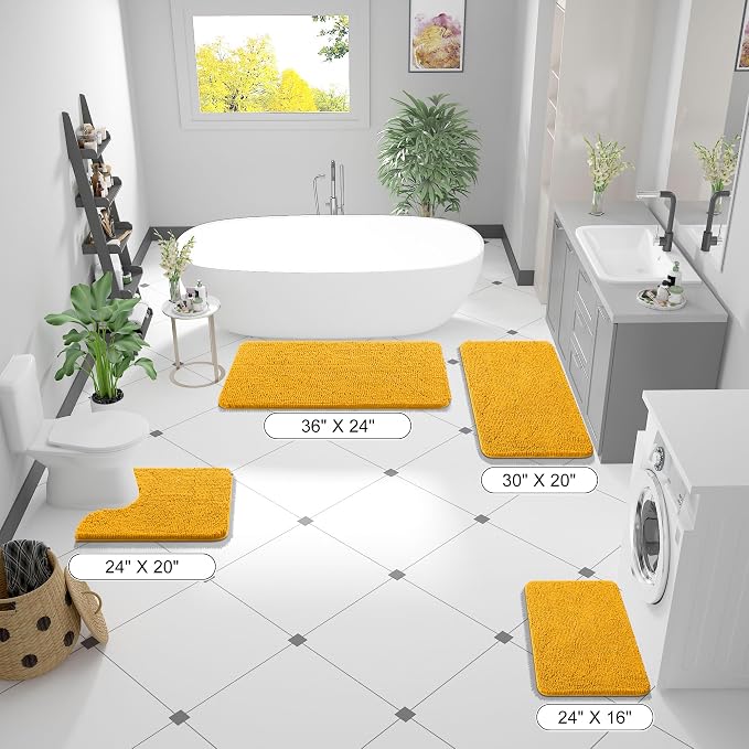OLANLY Bathroom Rugs 36x24, Extra Soft Absorbent Chenille Bath Rugs, Rubber - Image 2