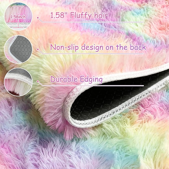Rainbow Rugs 5x8 Ft Fluffy Plush Area Rugs - Image 5