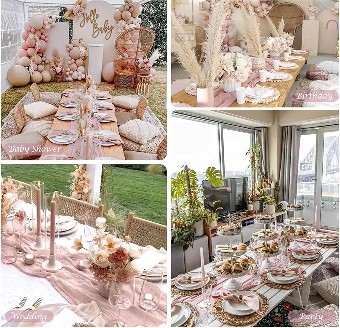 10 Pack Dusty Pink Spring Summer Cheesecloth Table Runners 35x120 Inches - Image 4