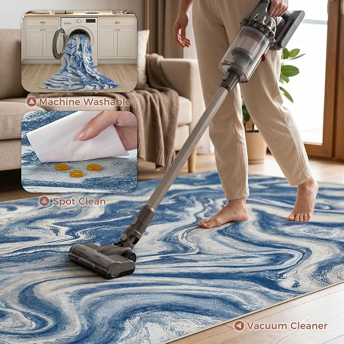DMOYEST 5x7 Washable Area Rug for Living Room, Non Slip Abstract Rugs, Modern - Image 4