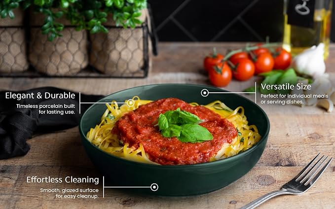 KooK Pasta Bowl, Salad Bowls, Serving Bowls, Large Capacity, Microwave & - Image 4