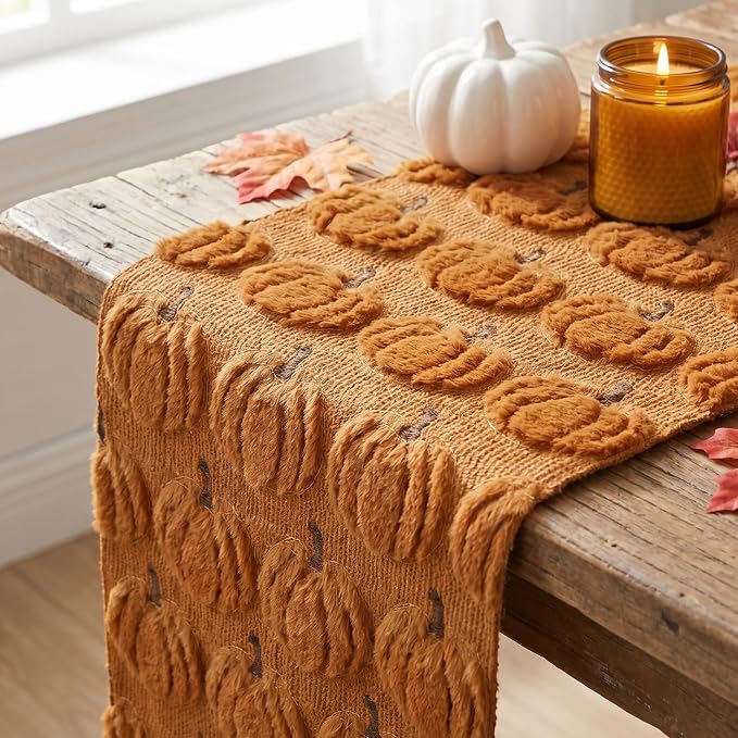Artoid Mode Caramel Soft Faux Fur Fall Table Runner 13x36 Inch | Seasonal - Image 5