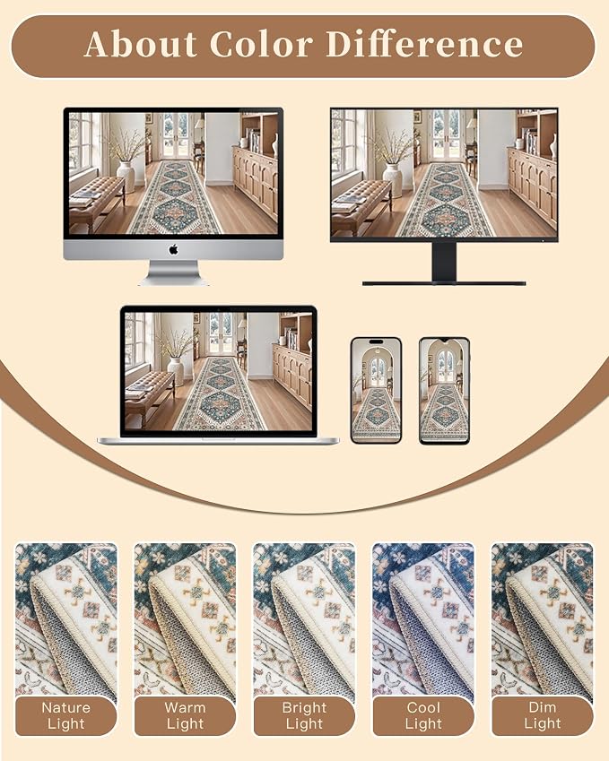 Madane Runner Rug 2x8, Washable Hallway Runner Rugs, Non-Slip Low-Pile Soft - Image 10