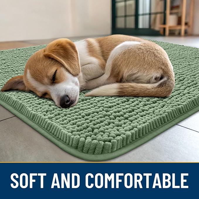 Smiry Dog Door Mat for Muddy Paws 48x30, Absorbent Dirt Trapper, Non-Slip - Image 2