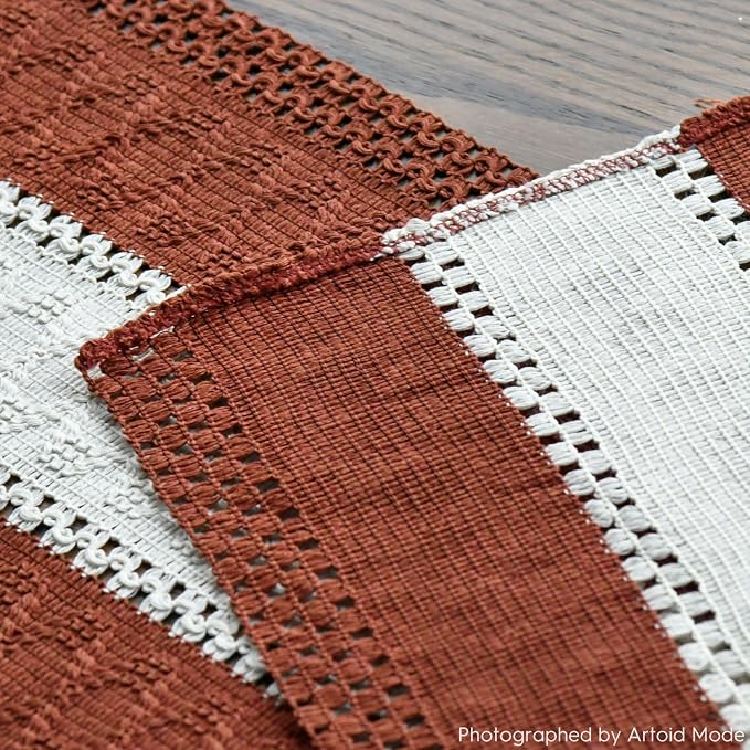 Artoid Mode Caramel Farmhouse Woven Table Runner 12x48 Inch | Holiday Rustic - Image 5