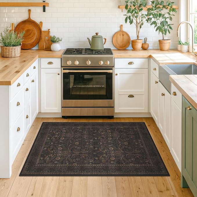 Rustic Brown 3x4 Large Washable Entryway Rug Indoor - Image 3