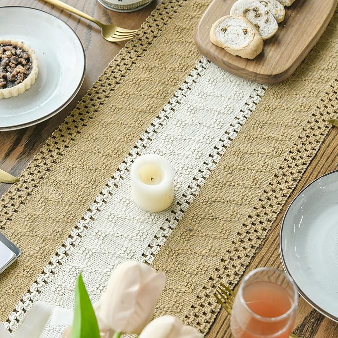 Artoid Mode Burlap Brown Farmhouse Woven Table Runner 12x60 Inch | Seasonal - Image 4