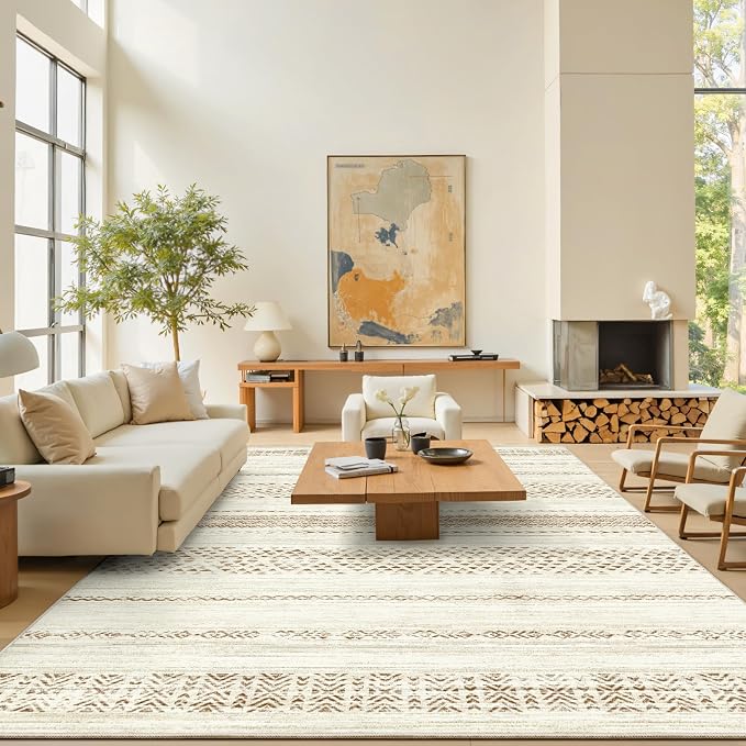 Miukiki 8x10 Area Rug for Living Room Moroccan Washable Rugs Non Slip Indoor - Image 5