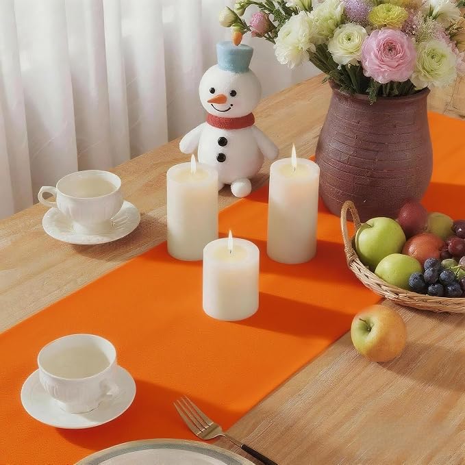 Orange Table Runner, Waterproof Washable Runners 60 Inches Long | Reusable - Image 6