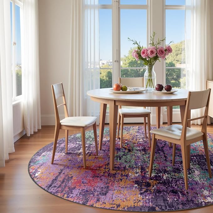 RELEANY Washable Area Rugs 6ft Non-Slip Modern Abstract Soft - Image 2