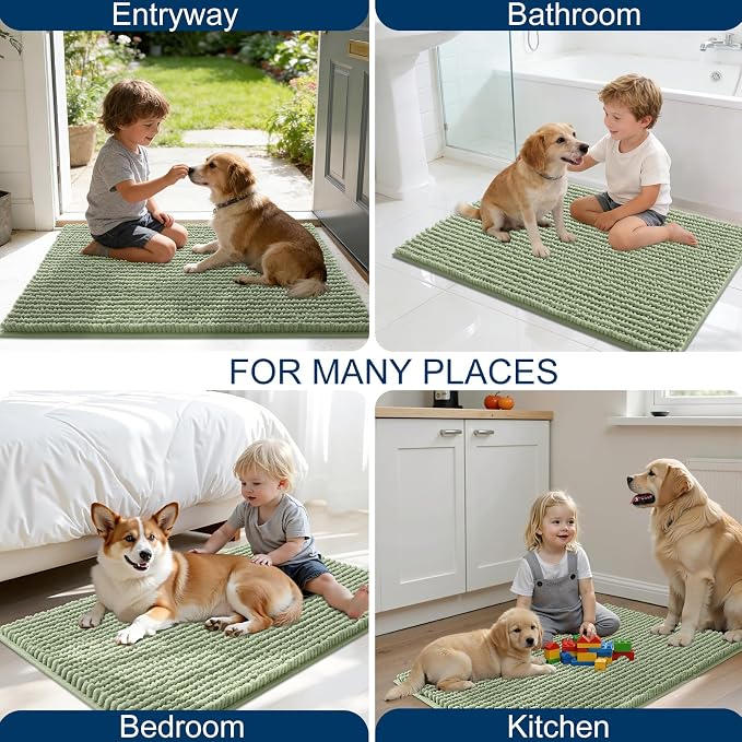 OLANLY Dog Door Mat for Muddy Paws 47x17, Ultra Absorbent Chenille Mud Doormat - Image 8