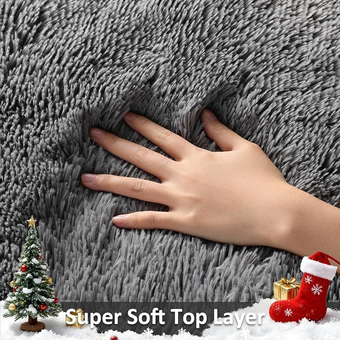 Ophanie Area Rugs 9x12 Living Room, Large Grey Bedroom Carpet, Big Shag Indoor - Image 2
