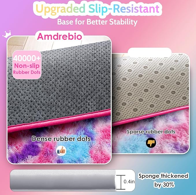 Amdrebio Hot Pink Rainbow Area Rug - Image 7