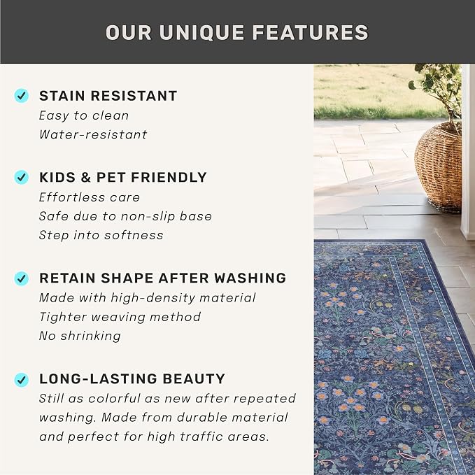 Hazo Haus Non Slip 2x6 Dark Blue Kitchen Runner Rug - Image 8