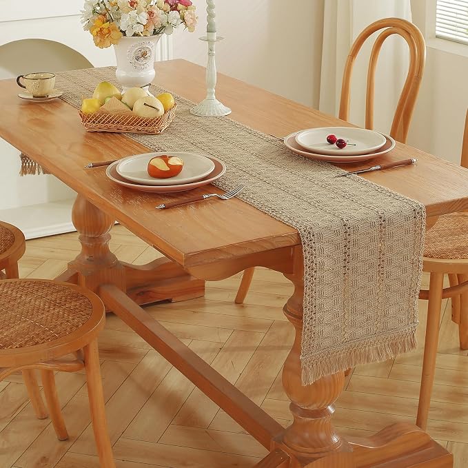 Burlap Boho Table Runner for Home Decor - Image 7
