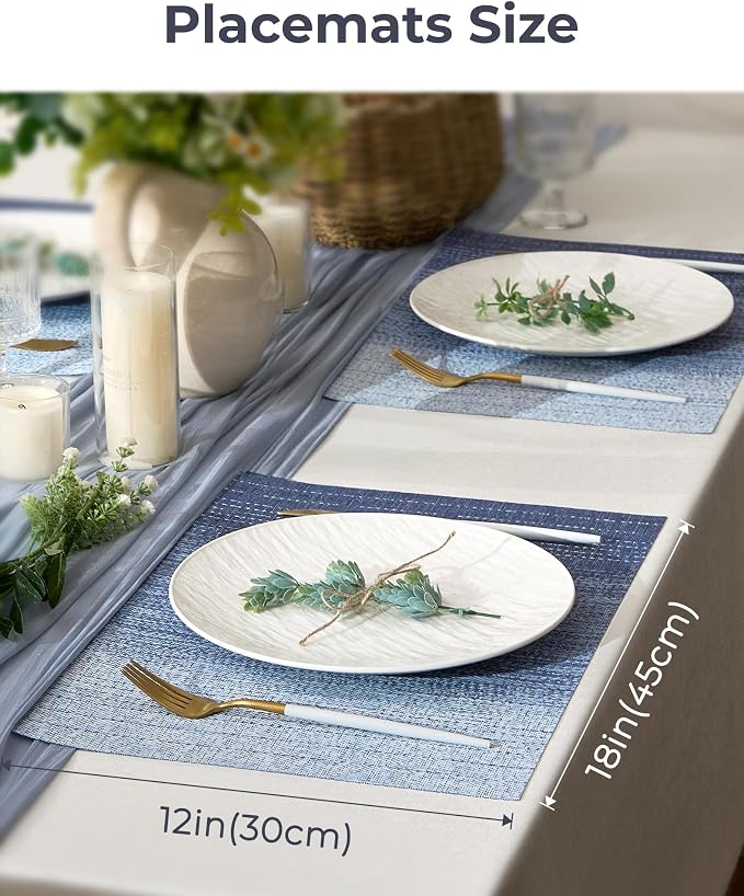 Leetaltree Gradient Blue Woven Placemats Set of 6 - Image 4