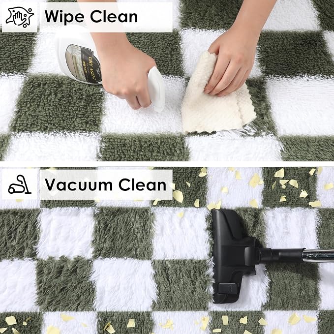 KICMOR 8x10 Area Rugs for Living Room, Large Soft Fluffy Checkered Big Fuzzy - Image 4