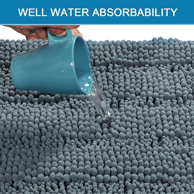 Non Slip Thick Shaggy Chenille Bathroom Rug Mat Set Extra Soft and Absorbent - Image 5