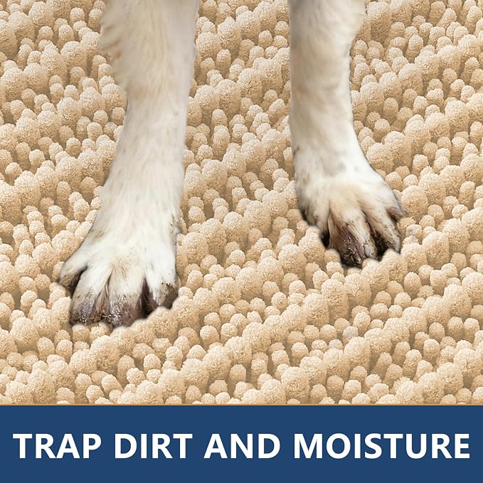 Smiry Dog Door Mat for Muddy Paws 59x35, Absorbent Dirt Trapper, Non-Slip - Image 4