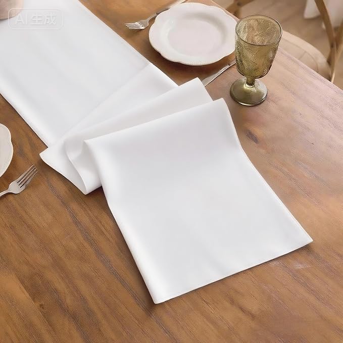 White Table Runner, Waterproof Washable Runners 48 Inches Long | Reusable 12x48 - Image 3