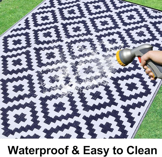 Smiry Waterproof Outdoor Rug 4x6 ft, Reversible Plastic Straw Patio Camping Rugs - Image 2