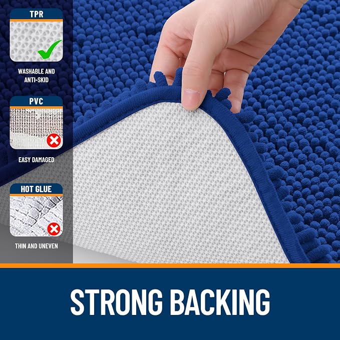 OLANLY Bathroom Rugs 32x20, Extra Soft Absorbent Chenille Bath Rugs, Rubber - Image 6