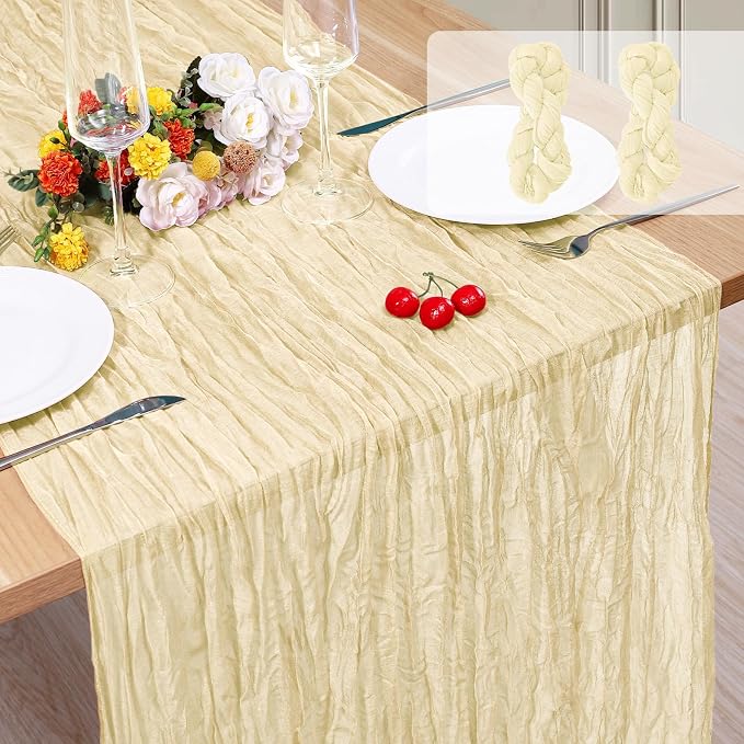 2 Pack Cheesecloth Table Runner 10Ft Christmas Gauze Boho Table Runners by Home