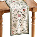 bilin gaier Designer French Linen Long Table Runner, Floral Pattern, Dining by bilingaier