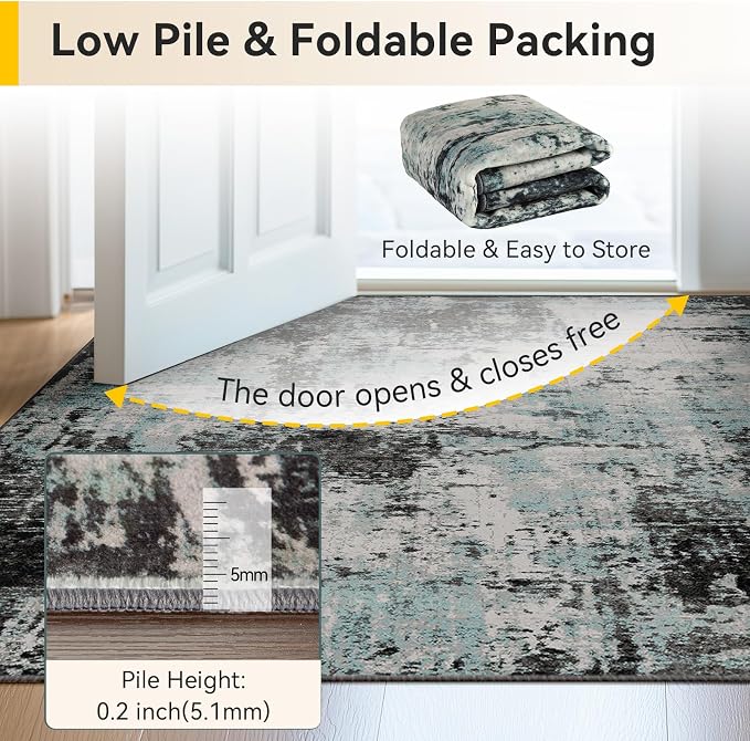 RELEANY Washable Area Rugs 2'x10' Non-Slip Modern Abstract Soft - Image 7