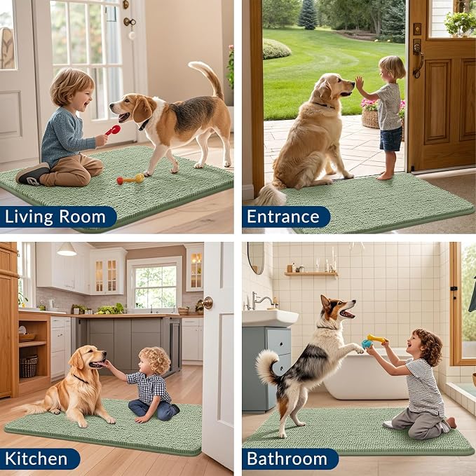 Smiry Dog Door Mat for Muddy Paws 40x32, Absorbent Dirt Trapper, Non-Slip - Image 7