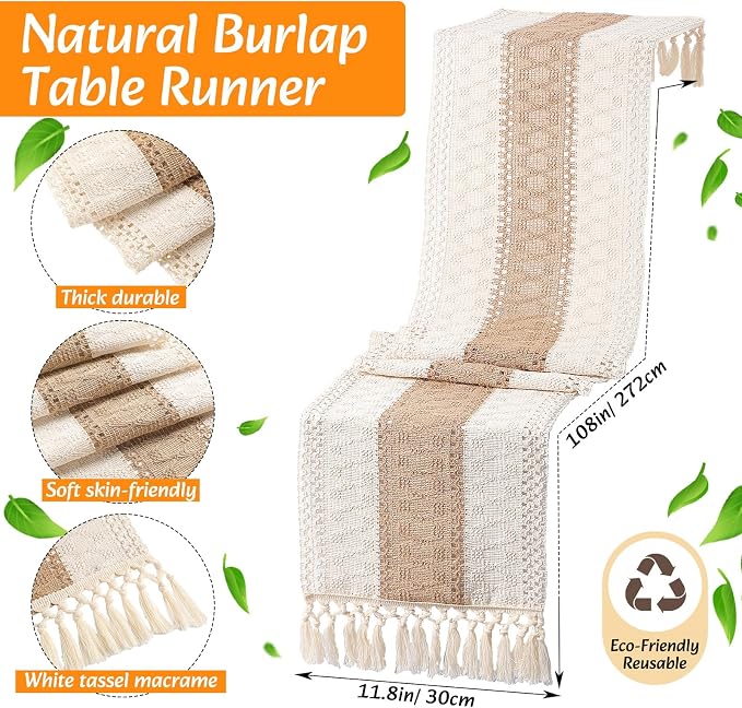 8 Sets Boho Decoration Placemats Round Woven Placemats, Cloth Napkins, Wood - Image 3