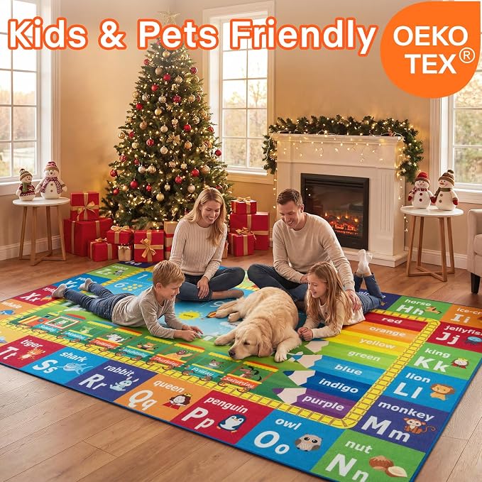 Unirea 5x7 Kids Rug for Playroom Bedroom Classroom, Washable Educational Play - Image 3