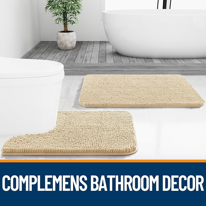 OLANLY Toilet Rugs U-Shaped 24x24, Extra Soft Absorbent Chenille Contour - Image 7