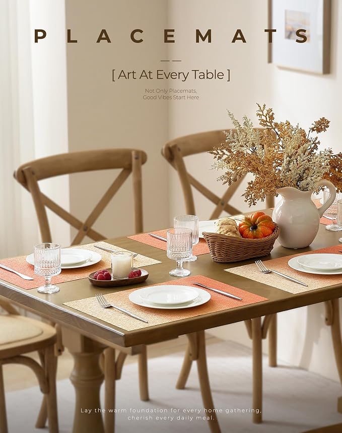 Leetaltree Gradient Burnt Orange Woven Placemats Set of 6 - Image 2