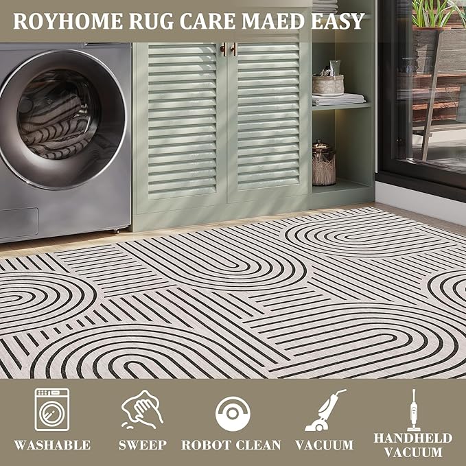 ROYHOME Modern Rug 2x6 Runners for Hallways, Abstract Kitchen Runner Rugs Non - Image 5